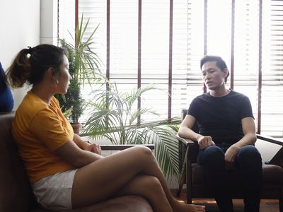 Couple having a serious discussion at home
