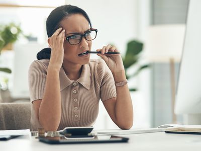 person stressed out at work