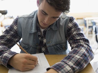 Teenager taking test