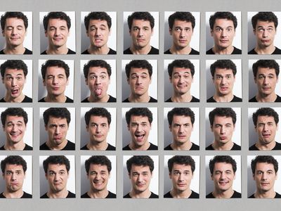 Collage of man making different facial expressions