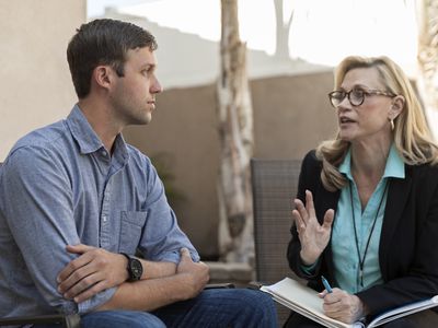 Man talking with therapist in therapy