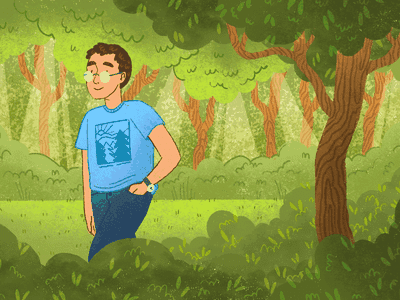 Person walking through the forest